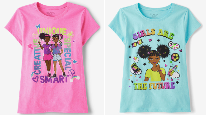 The Childrens Place Positive Girls Graphic Tee and The Childrens Place Girls Are The Future Graphic Tee