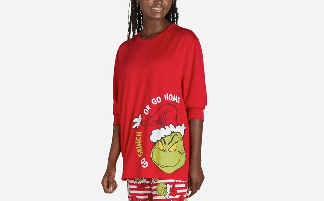 The Grinch Womens and Womens Plus Matching Family Pajama Set