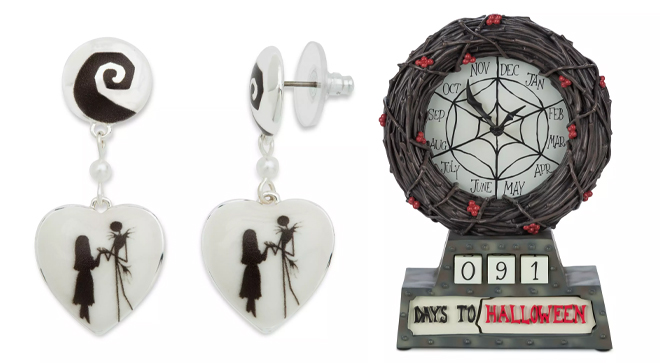 The Nightmare Before Christmas Earrings and Light Up Countdown Clock Calendar