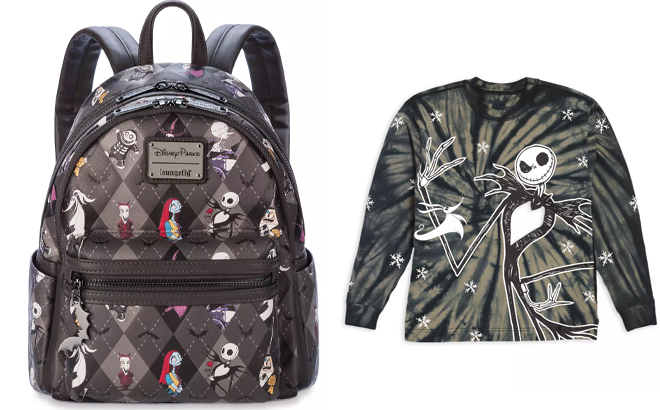 The Nightmare Before Christmas Loungefly Mini Backpack and Long Sleeve T Shirt for Adults