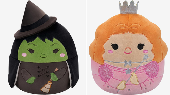 The Wizard of Oz 10 Inch The Wicked Witch of the West Squishmallows Plush and The Wizard of Oz 10 Inch Glinda Squishmallows Plush