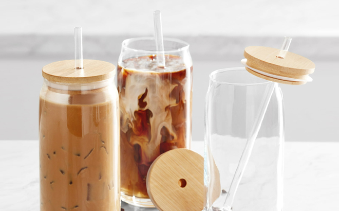 Three Mainstays Beer Can Glasses on a Table