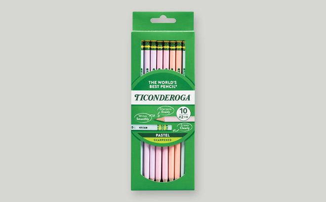 Ticonderoga Pastel Pencils on a Light Gray Background