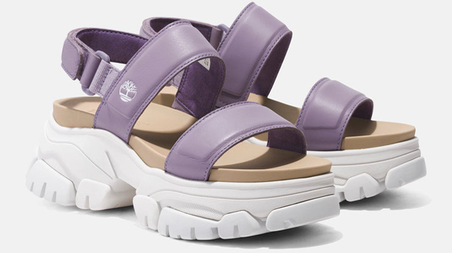 Timberland Womens Adley Way 2 Strap Sandals in Purple Full Grain Color