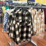 Time and Tru Womens Button Front Shackets Hanging at Walmart