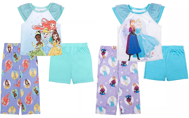 Toddler Girl Disney Princess Top Bottoms Pajama Sets