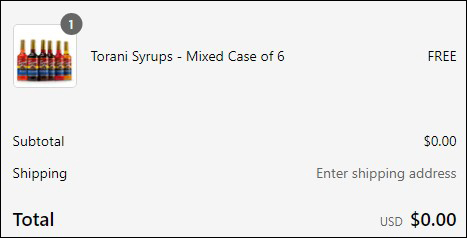 Torani Syrups Order Summary