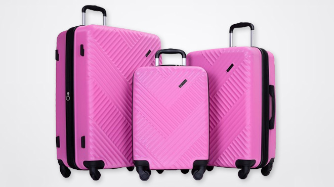 Travel House 3 Piece Hard Shell Luggage Set in Rose Purple