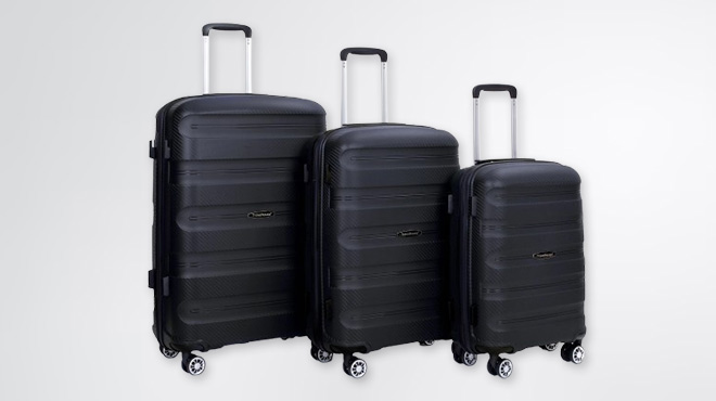 Travel House 3 Piece Hard Side Luggage Set in Black Color