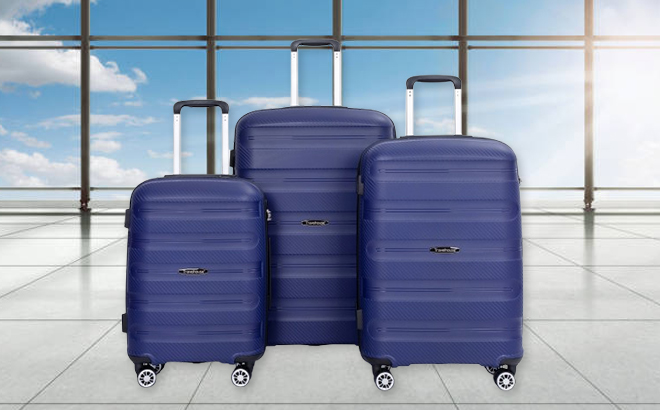 Travel House 3 Piece Hard Side Luggage Set in Navy Color