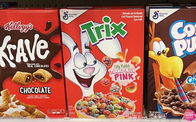 Trix Fruity Cereal on Shelf