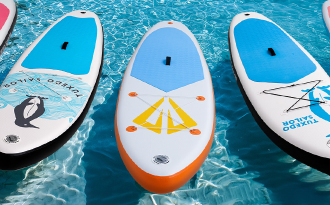 Tuxedo Sailor Inflatable Stand Up Paddle Board in Orange Blue Color