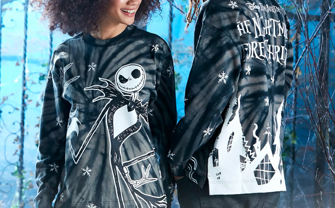 Two People Wearing the Tim Burtons The Nightmare Before Christmas Shirts