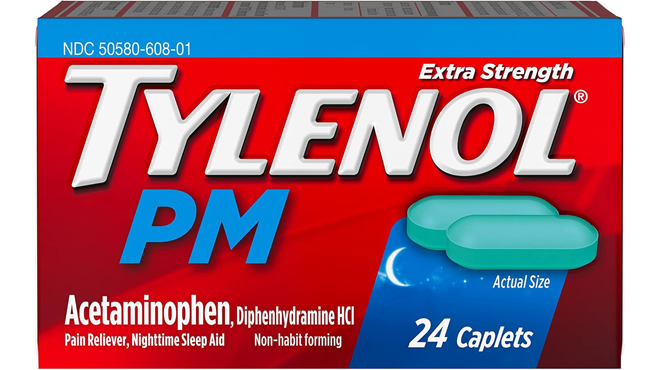 Tylenol PM Extra Strength 24 Count Pain Reliever Sleep Aid Caplets