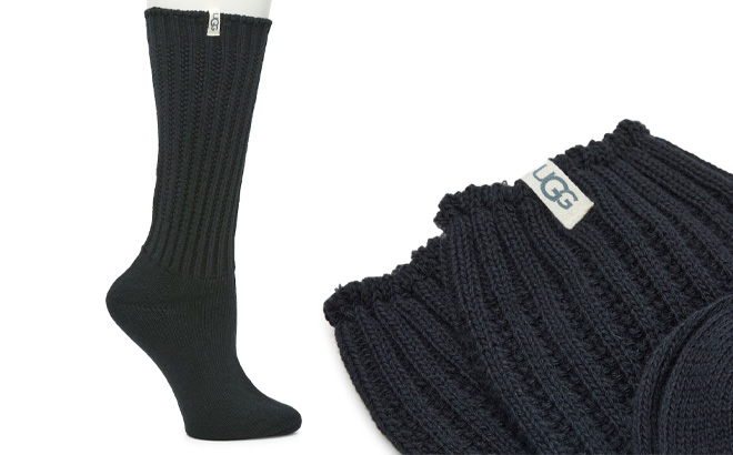 UGG Tyla Slouchy Womens Crew Socks in Black