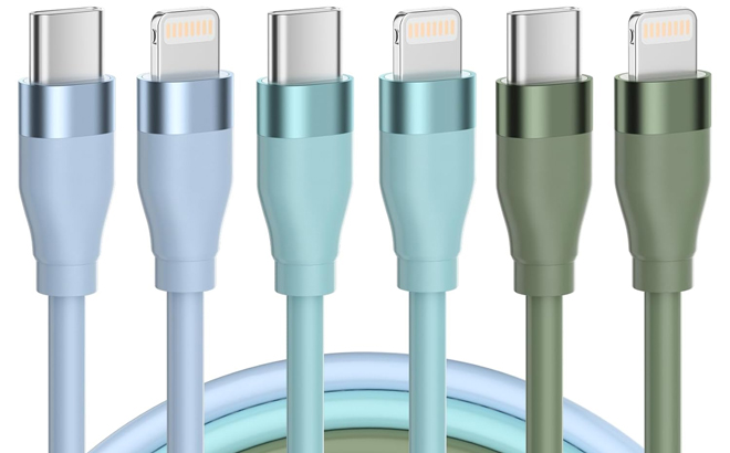 USB C to Lightning Cable 3 Pack 6FT Apple MFi Certified