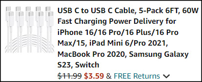 USB C to USB C Cable 5 Pack Checkout