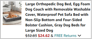 Upvilla Large Orthopedic Dog Bed Checkout Page