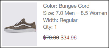 VANS Old Skool Shoe Checkout