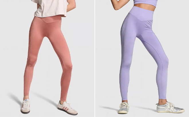 Victorias Secret PINK Seamless Classic Satin Leggings in Two Colors