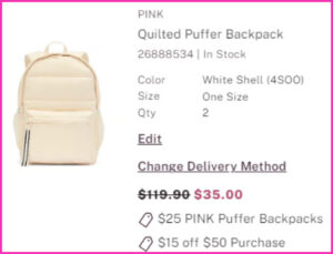 Victorias Secret Pink Backpacks at Checkout