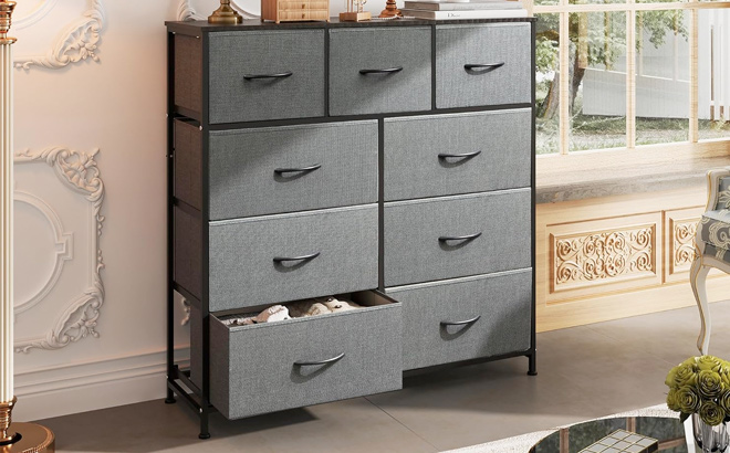 WLIVE 9 Drawer Dresser Fabric Storage Tower for Bedroom