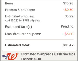 Walgreens Checkout Screenshot