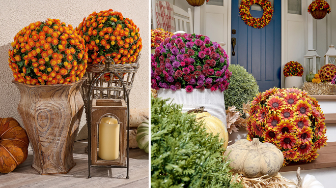 Wicker Park Oversized Harvest Faux Mum Spheres