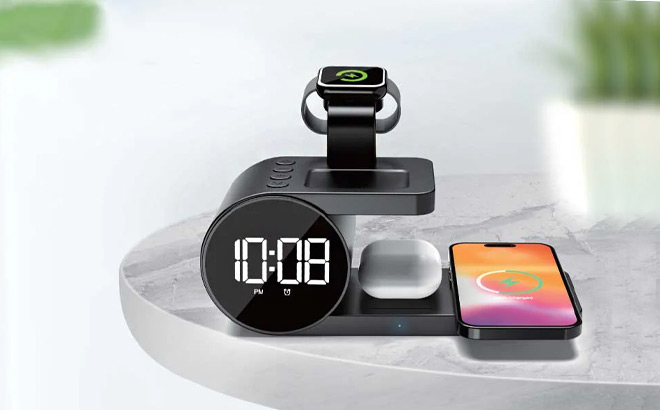 Wireless Charging Station with Clock