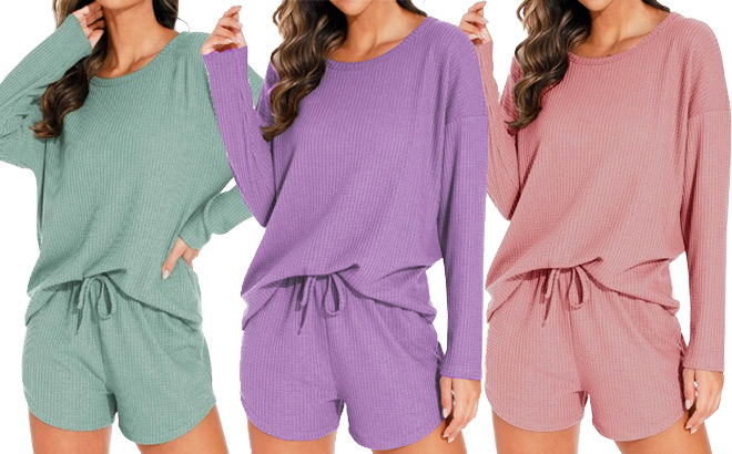 Women Waffle Knit Lounge Sets