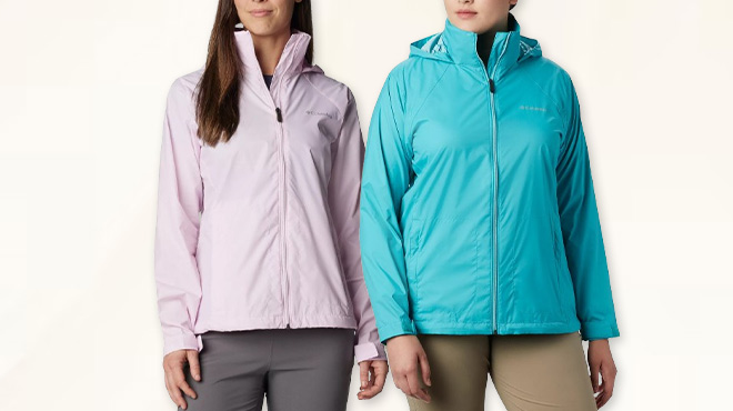 Women Wearing Columbia Switchback Waterproof Packable Rain Jacket