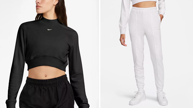 Womens Nike Sportswear Chill Terry Cropped Crewneck Top and Sweatpants