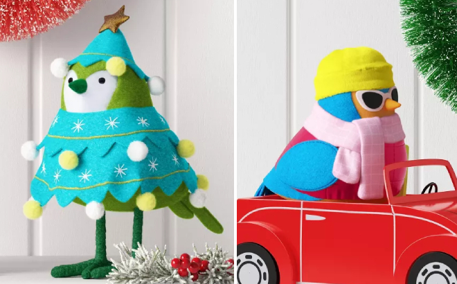 Wondershop Featherly Friends Sparkles and Merry Christmas Bird Figurines