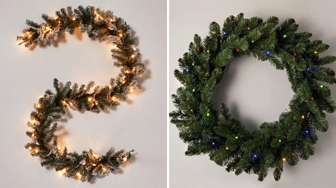 Wondershop Pre Lit Christmas Garland Green with Clear Lights