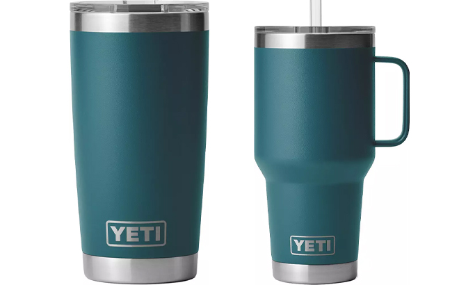 YETI 20 oz Rambler Tumbler with MagSlider Lid and YETI 35 oz Rambler Mug with Straw Lid