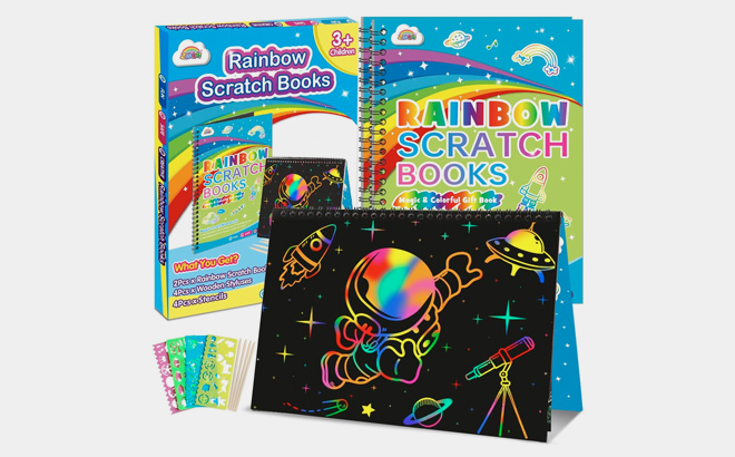 ZMLM Kids Arts Toys Set Space Rainbow Scratch Paper for Kids