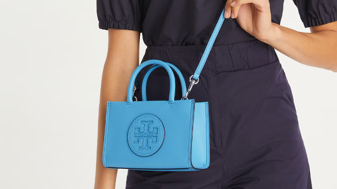 a Person Wearing Tory Burch Mini Ella Bio Bag