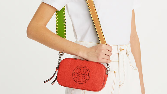 a Person Wearing Tory Burch Minni Miller Crossbody Bag