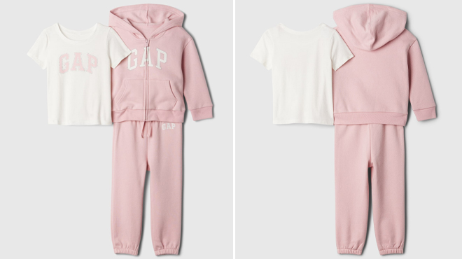 babyGap Logo 3 Piece Outfit Set in Pure Pink Color