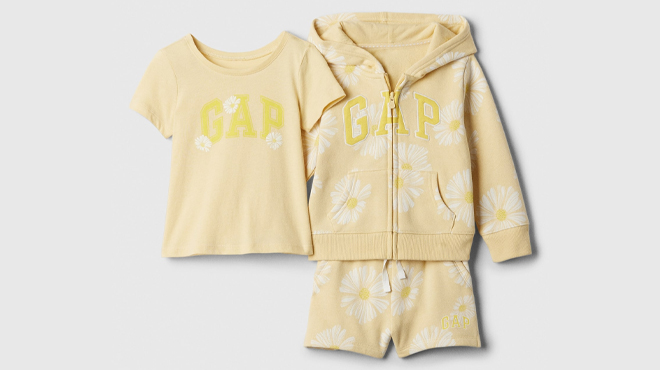 babyGap Logo 3 Piece Outfit Set in Yellow Color