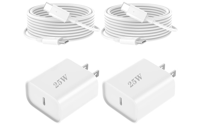 iPhone USB C Charger 2 Pack on a White Background