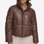 1 Levis Womens Levis Faux Leather Short Puffer Jacket