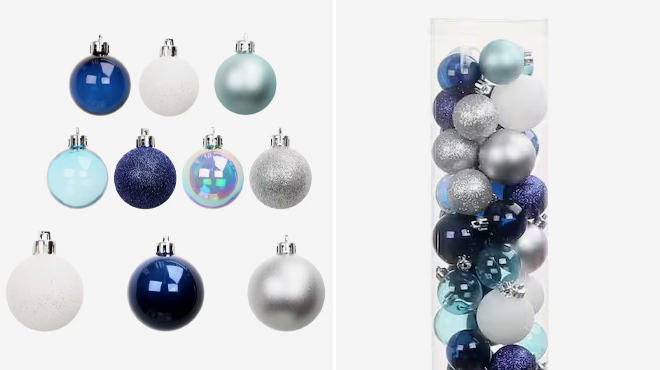 2 Christmas Shatterproof Ball Ornaments