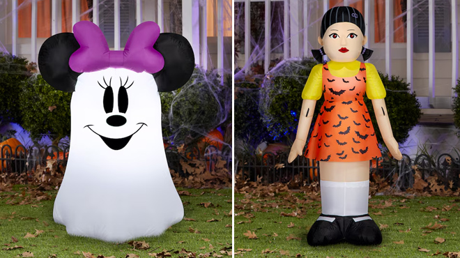 3 Disney Minnie Mouse Ghost Inflatable and Netflix Squid Games Young Hee Doll Inflatable