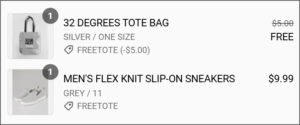 32 Degrees Sneakers and Tote at Checkout