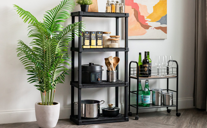 4 Tier Plastic Storage Shelving Unit