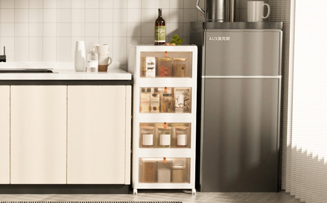 4 Tier Stackable Plastic Storage Bins in the Kitchen