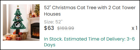 52 inch Christmas Cat Tree Checkout