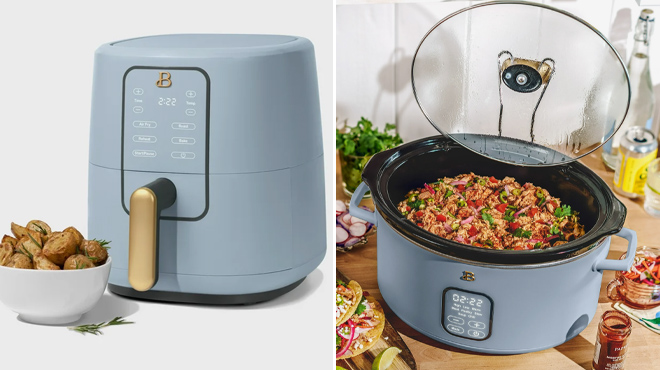 6 Beautiful by Drew 3 Quart Air Fryer and 6 Quart Programmable Slow Cooker