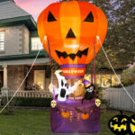 7 Foot Hot Air Balloon Pumpkin Black Cat Ghosts Halloween Inflatable